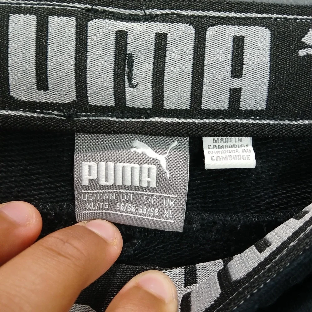 Puma Sweatpants Mens XL Black Drawstring Running Training Athleisure Tapered Leg